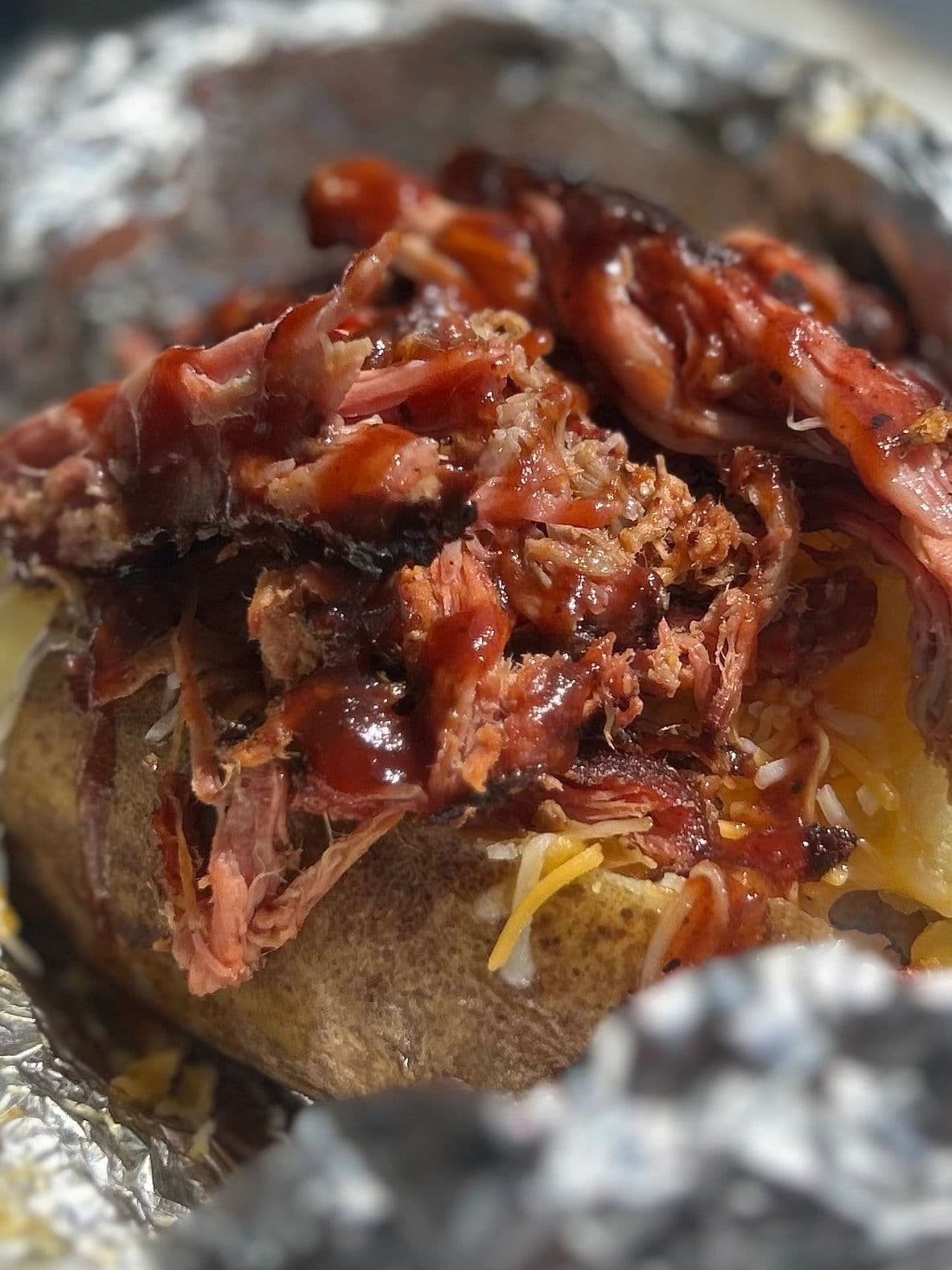 Loaded baked potato with pulled pork